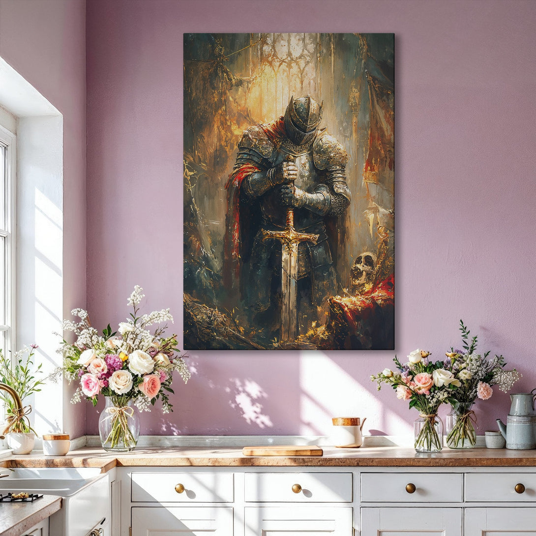 Framed Wall Art: Floral still life Canvas Print with roses & books. Elegant, vintage style with a warm, neutral color palette. Perfect for home decor.