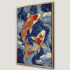 Koi Fish in Waves Canvas Print with Mystical Aquatic Flair
