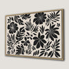 Large Black and White Floral Canvas Print, Boho Wall Art