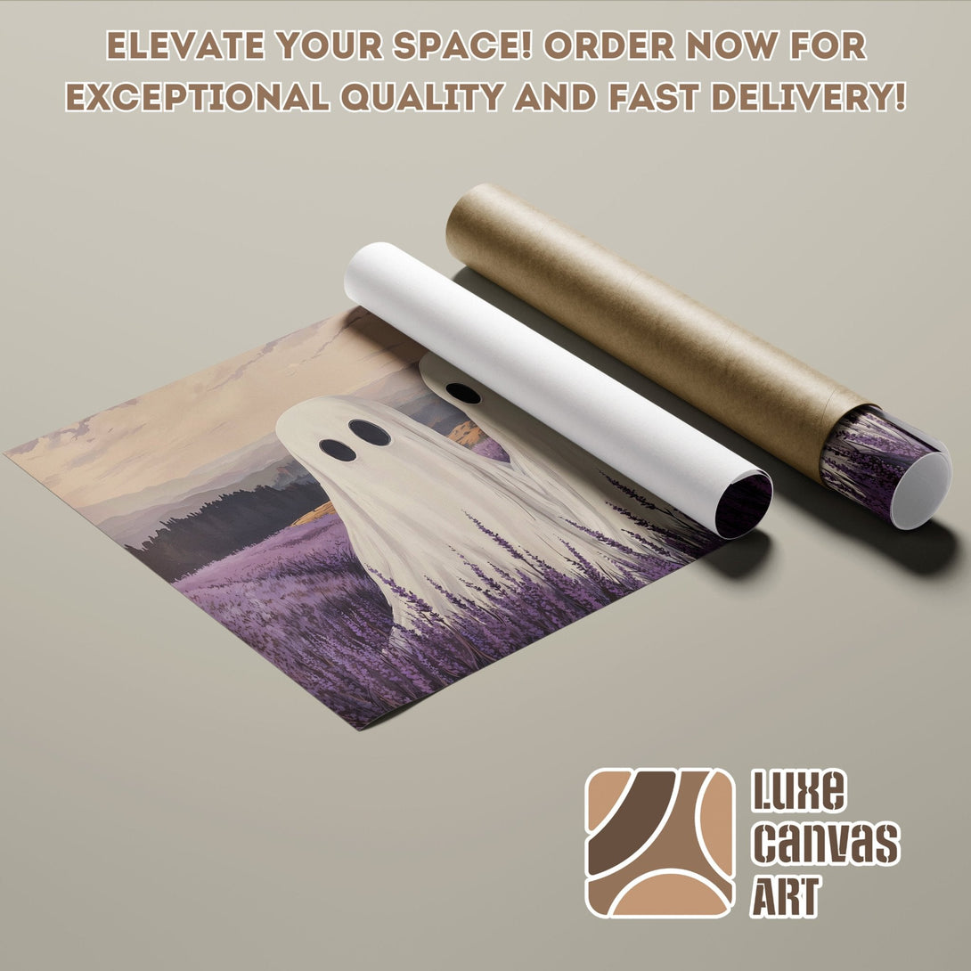 Ghost art Poster Roll with lavender field, soft colors, & fast delivery! Shop now!