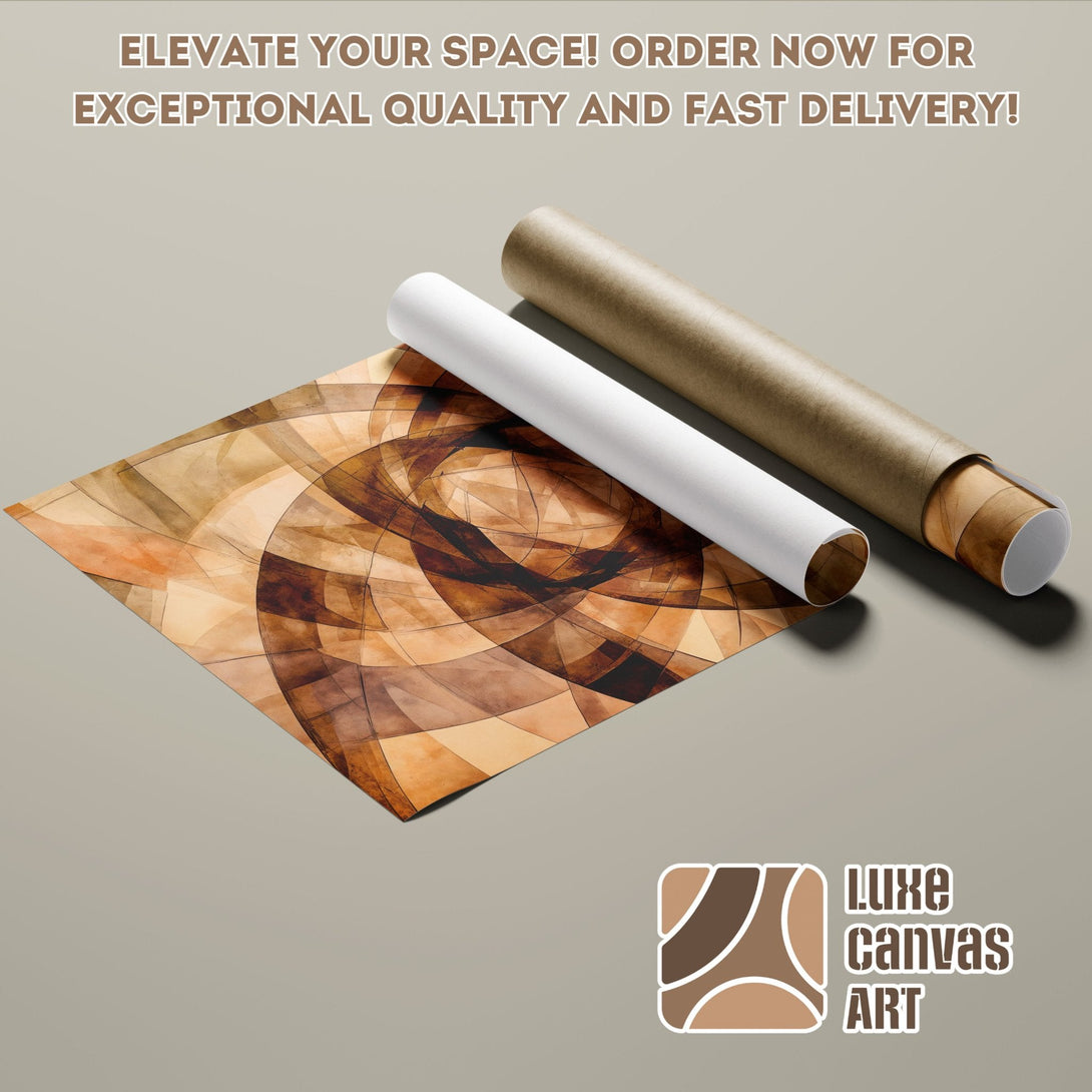 Abstract art poster roll in warm brown tones. Elevate your space with Luxe Canvas Art!