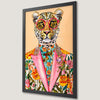 Leopard in Floral Suit Art Poster - Chic Wall Decor