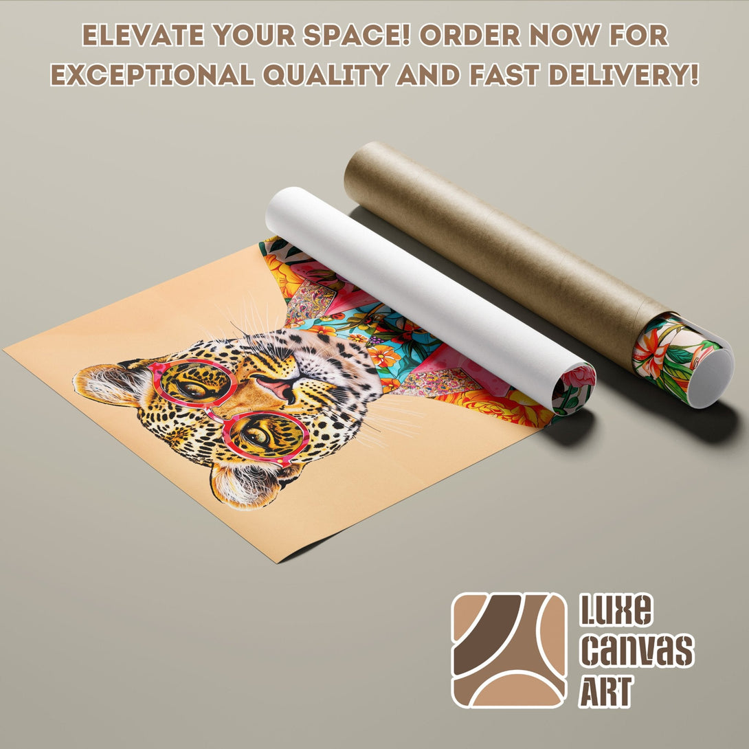 Leopard Poster Roll, vibrant art print with a colorful floral and warm earth tone palette. Order now!