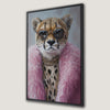 Leopard in Pink Coat Framed Canvas Print Art