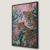 Leopard in Tropical Leaves Framed Canvas Print Wall Art