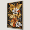 Lilies and Autumn Leaves Framed Canvas Print