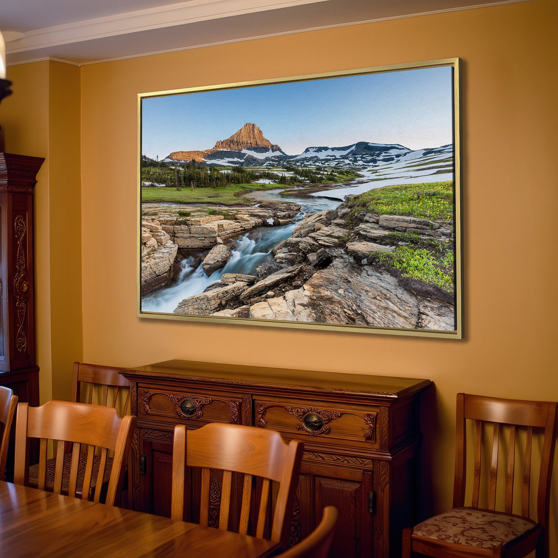 Canvas Print of a majestic mountain landscape in warm, earthy tones. Perfect for adding natural beauty to your home decor.