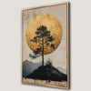 Lone Tree Against Golden Moon Canvas Print Wall Art