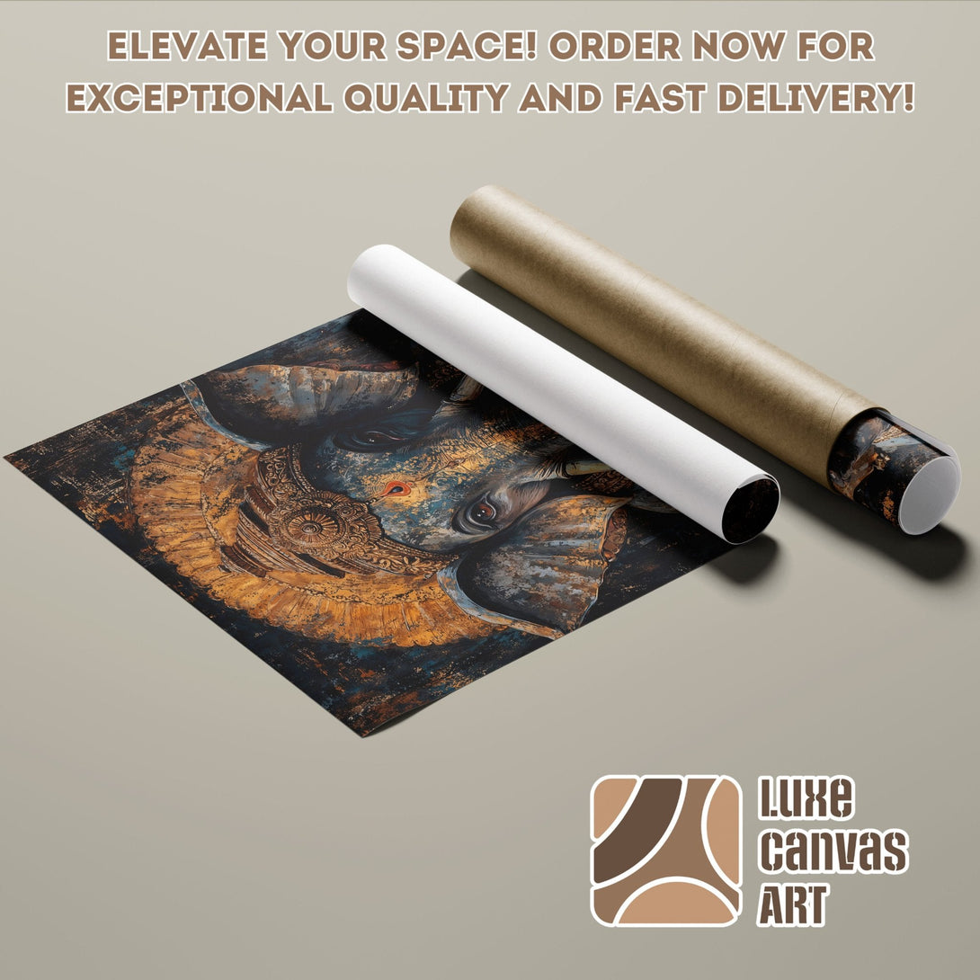 Elephant art Poster Roll in earthy tones. Elevate your space with this stunning print!