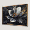Lotus Floral Canvas Print in Dark Gray with Gold Accent