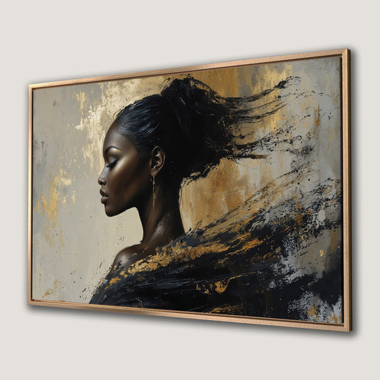 Luxury Abstract Black Woman Portrait Canvas Print Art