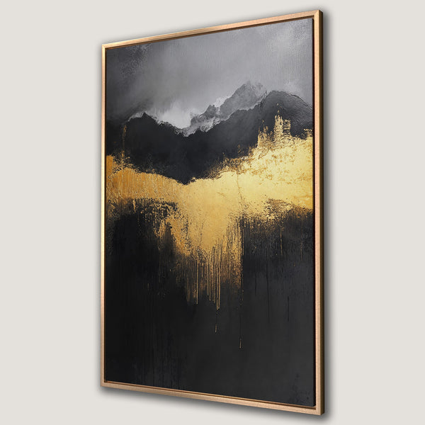 Framed Wall Art: Abstract landscape in black, gold, and gray. Modern art Canvas Print for a stylish home decor upgrade.