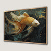 Luxury Goldfish Canvas Print with Marble Waves Art