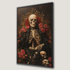 Macabre Skeleton Print Canvas Wall Art with Skulls