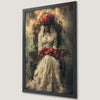 Macabre Woman with Red Roses Art Poster - Gothic Decor