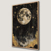 Magic of Golden Moon Starry Night Canvas Print Gothic Decor