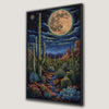 Magical Desert Night Canvas Print with Vibrant Cacti
