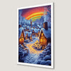 Magical Winter Village Scene Art Poster for Christmas Decor