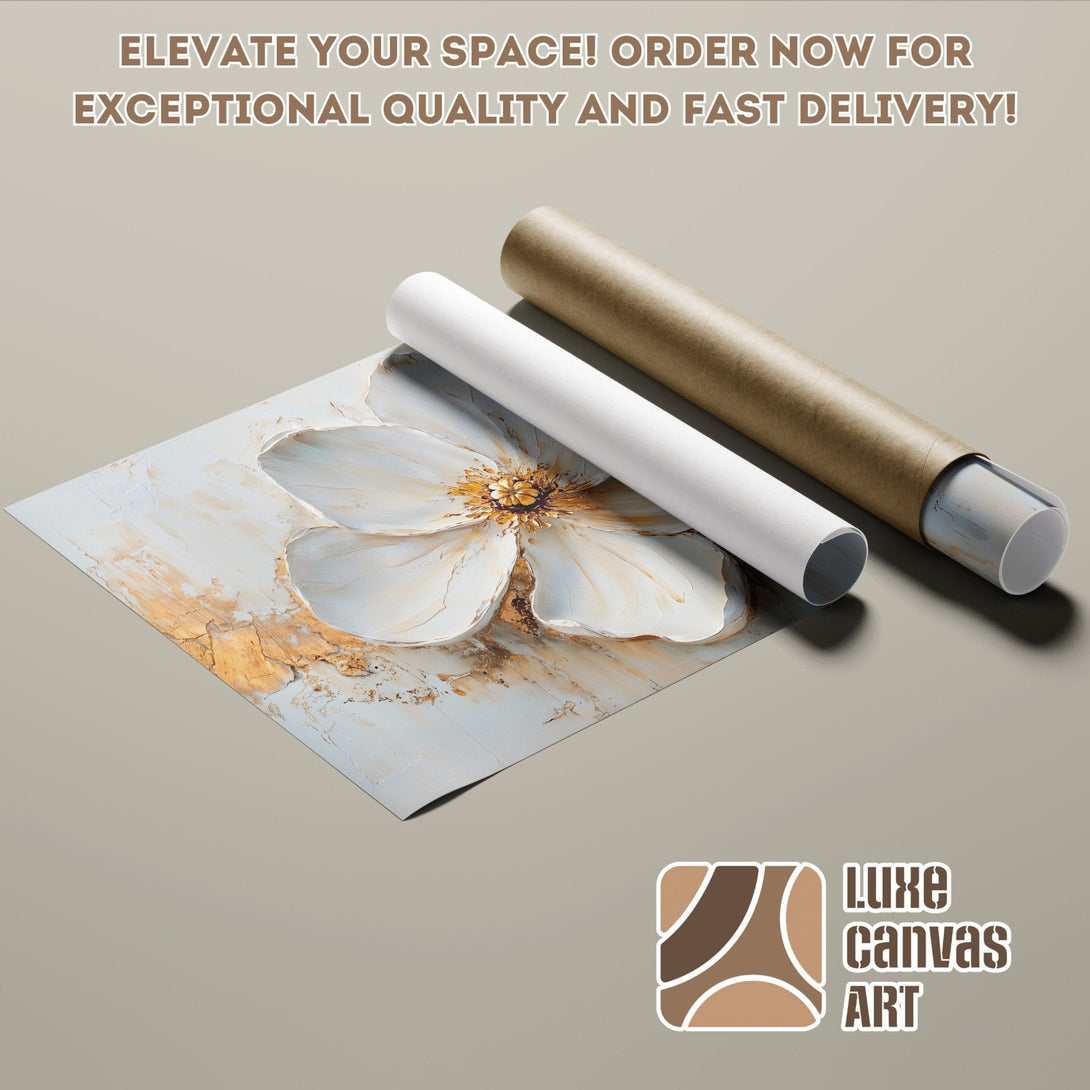 Abstract floral Poster Roll art in neutral tones. Elevate your space with Luxe Canvas Art!