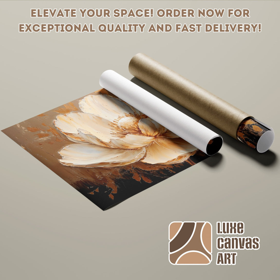 Abstract floral Poster Roll in warm tones. Elevate your space with exceptional art!