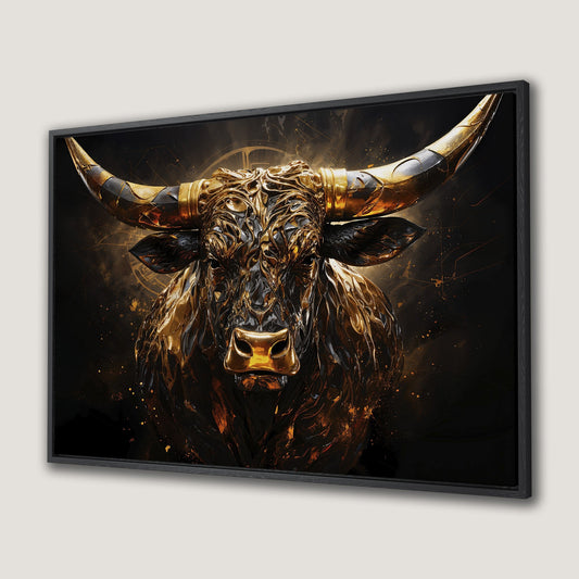 Majestic Amber Bull Canvas Print Abstract Animal Art