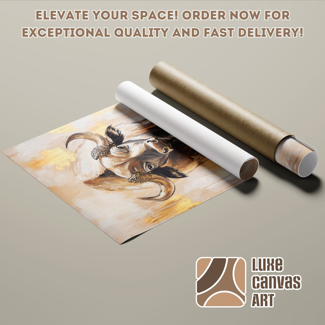 Abstract animal art Poster Roll in warm brown and gold tones. Order your art today!