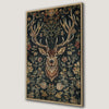 Majestic Deer in Floral Design Vintage Framed Canvas Print