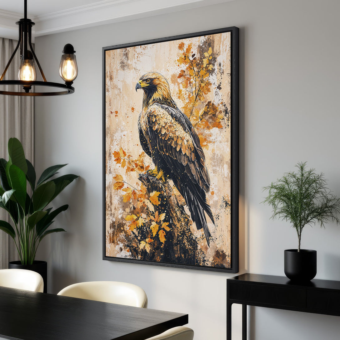 Framed Wall Art featuring a majestic eagle in a warm, earthy palette. Perfect for adding a touch of nature-inspired elegance to your home decor.