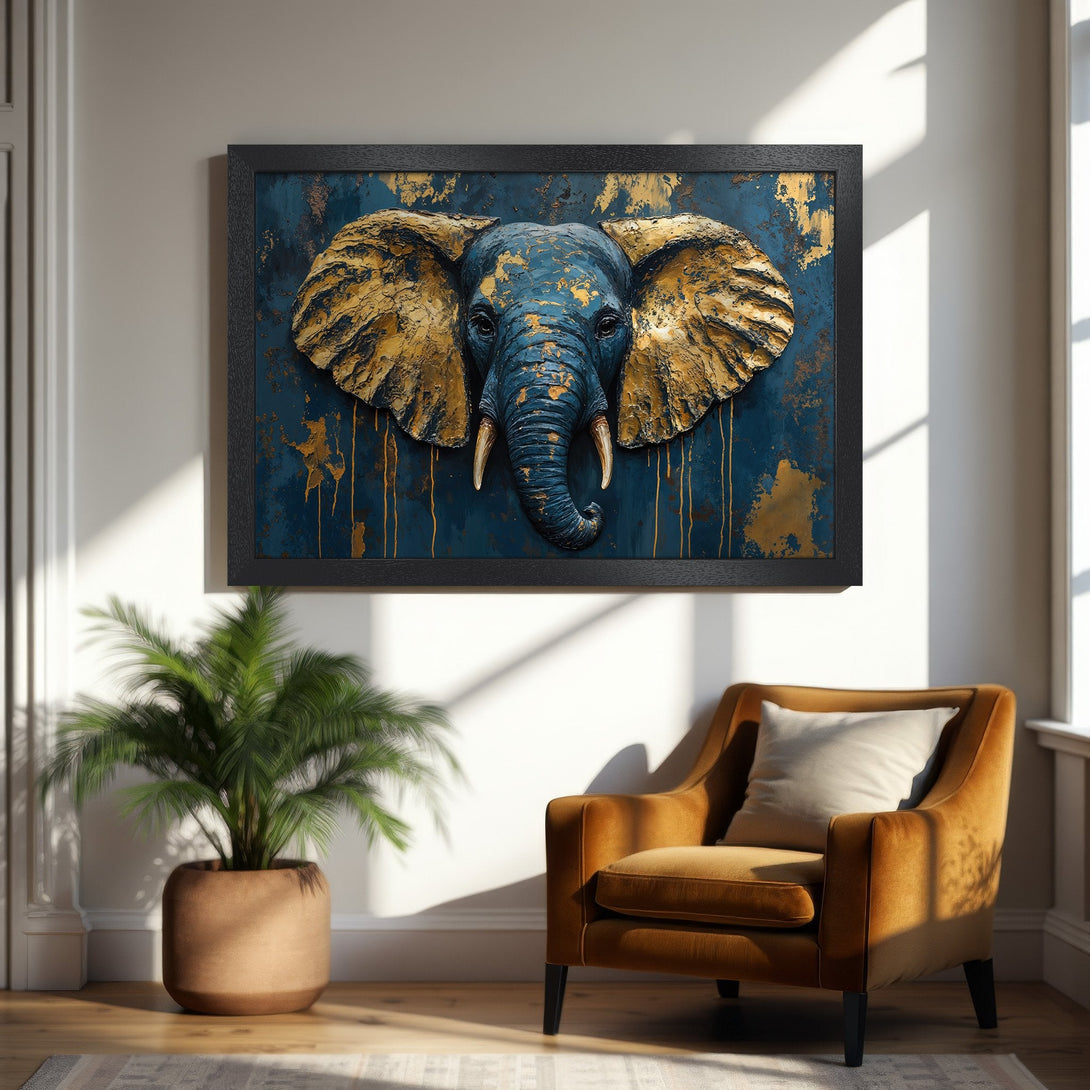 Framed Poster featuring an abstract portrait in black, teal, and neutral tones. Modern art style, perfect for home decor.