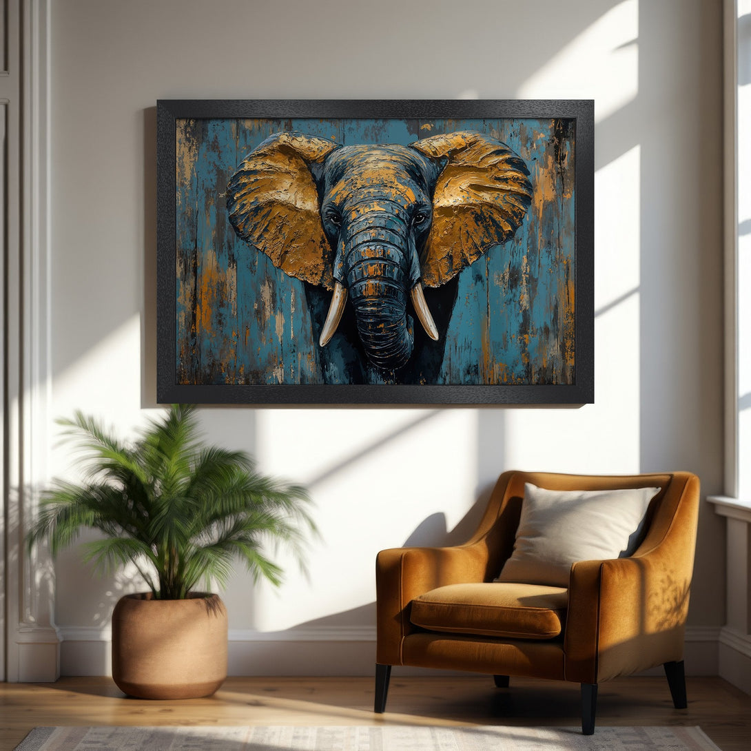 Framed Poster featuring abstract floral art in black, white, and gold. Modern style wall art for your home decor.
