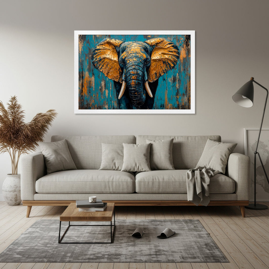 Framed Poster featuring abstract floral art in black, gold, and white, perfect for modern decor.