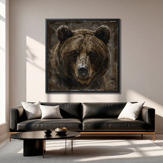 Majestic Grizzly Bear Canvas Print for Rustic Decor