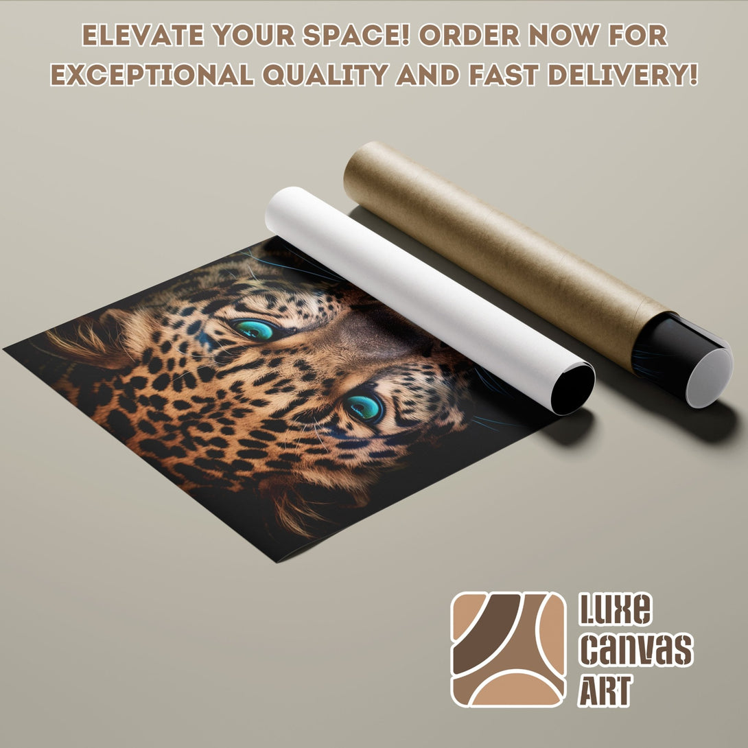 Poster Roll featuring a leopard's eye, with a warm, earthy color palette. Order your art today!
