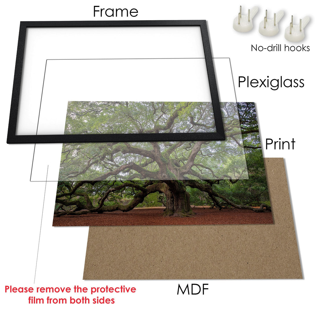Framed Poster of majestic tree with green and brown tones. Bring nature's beauty into your home!