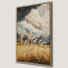 Majestic Mountain Peaks and Wheat Field Canvas Print