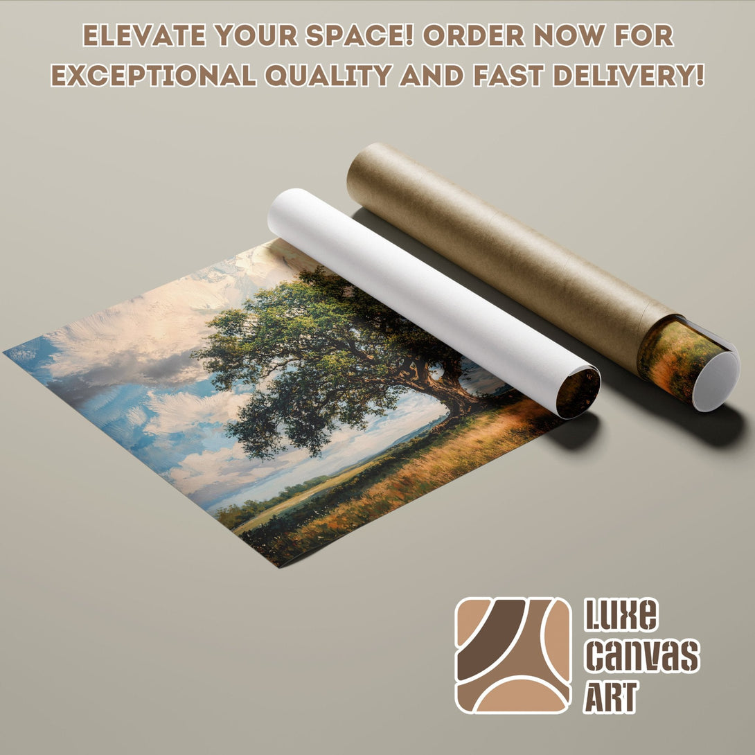 Poster Roll featuring a landscape painting with a warm color palette. Elevate your space with this art!