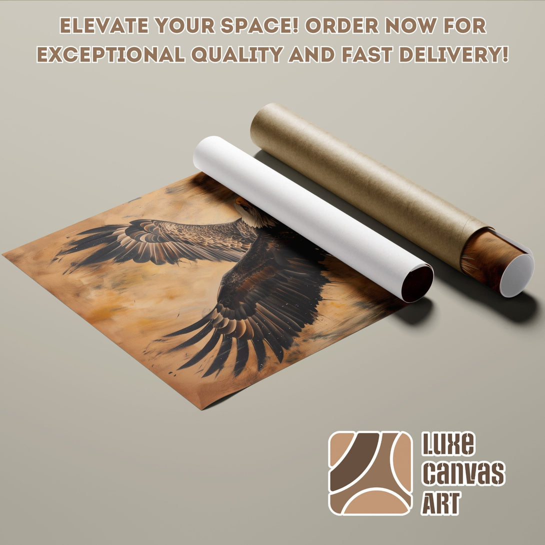 Poster Roll featuring an eagle in a painterly style with a warm, earthy color palette. Elevate your space with this stunning art!