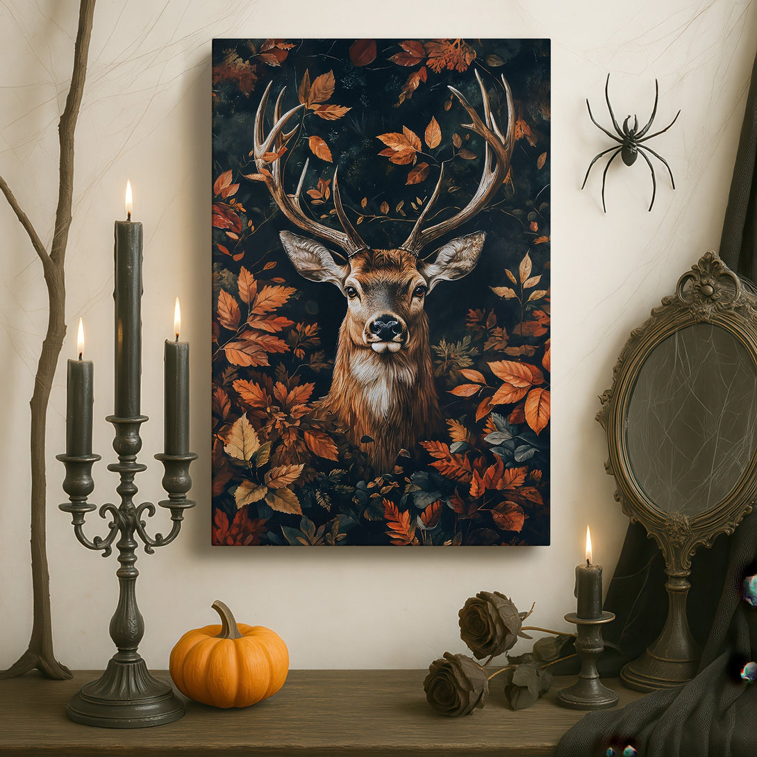 Framed Wall Art featuring a surreal portrait of two faces with red flowers. Moody, dark color palette. Perfect for adding artistic flair to any space.