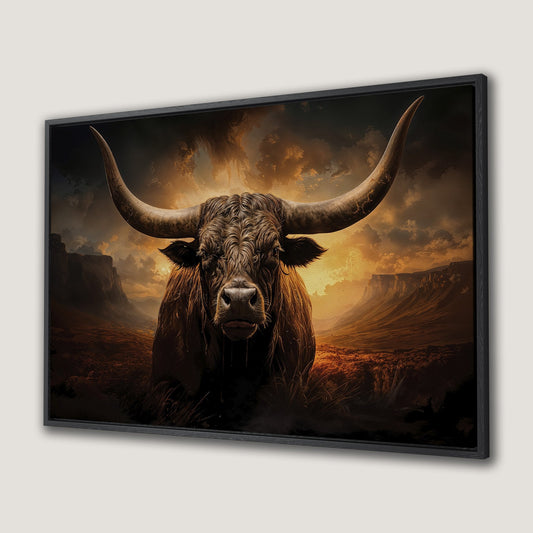 Majestic Texas Longhorn Bull Canvas Print Rustic Decor