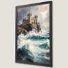 Medieval Castle Over Stormy Sea Art Poster - Dramatic Wall Decor