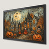 Medieval Halloween Town Art Poster - Spooky Home Decor