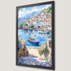 Mediterranean Harbor Scene Art Poster for Coastal Decor