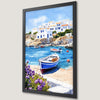 Mediterranean Village Scene Art Poster - Coastal Home Decor