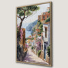Mediterranean Village View Canvas Print with Coastal Charm