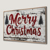 Merry Christmas and Evergreen Tree Canvas Print Holiday Art