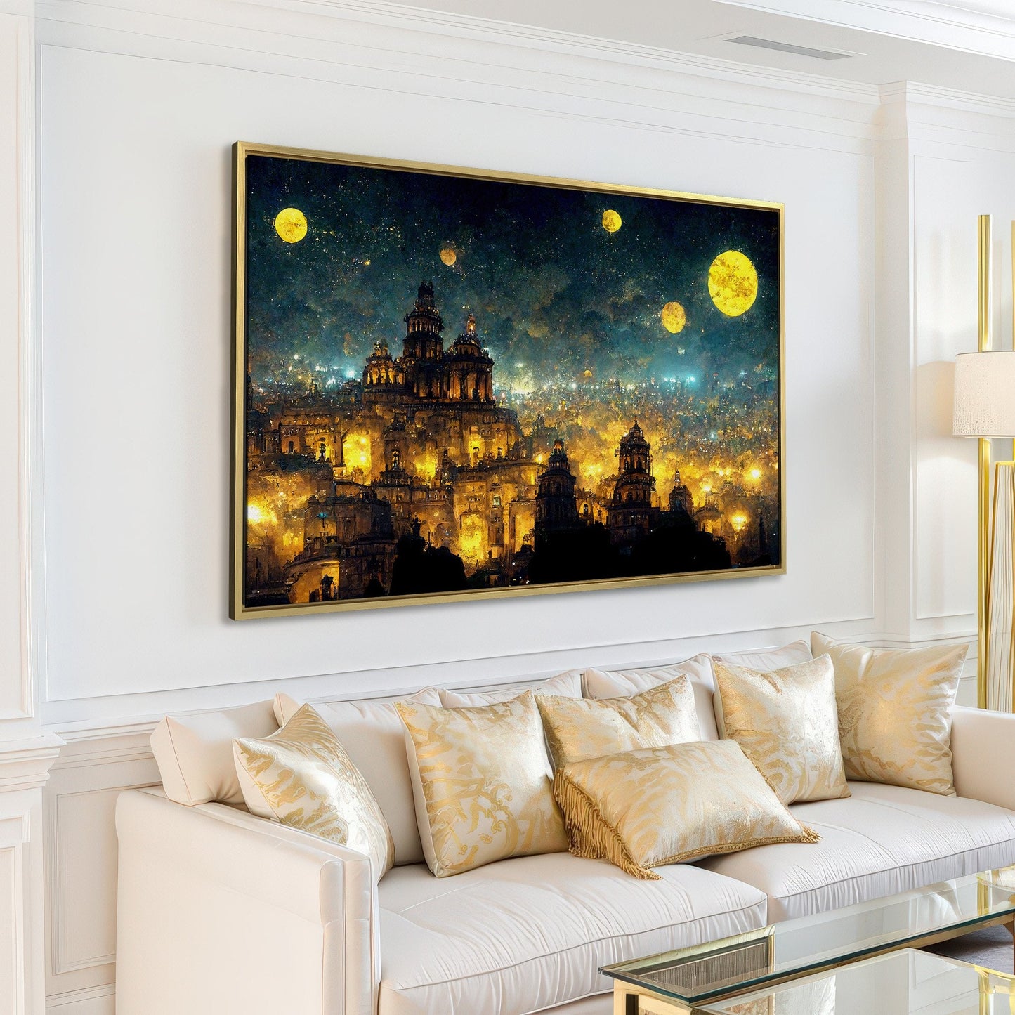 Mexico City at Night in Van Gogh's Starry Style Canvas Print