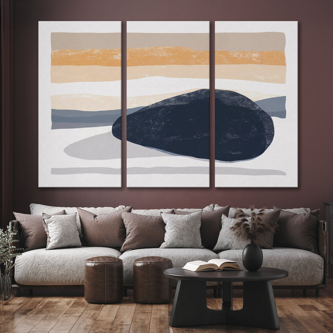 Abstract Canvas Print, modern art with a minimalist style and a warm, neutral color palette. Perfect for living room decor.