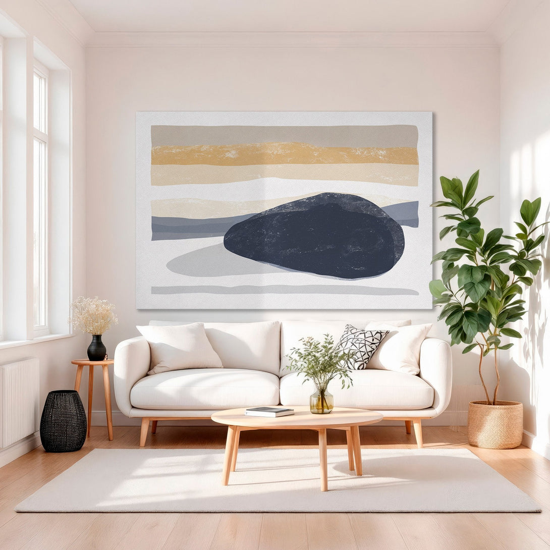 Framed Wall Art featuring an abstract landscape in neutral tones. Modern art with a minimalist style and a warm, inviting color palette. Perfect for home decor.