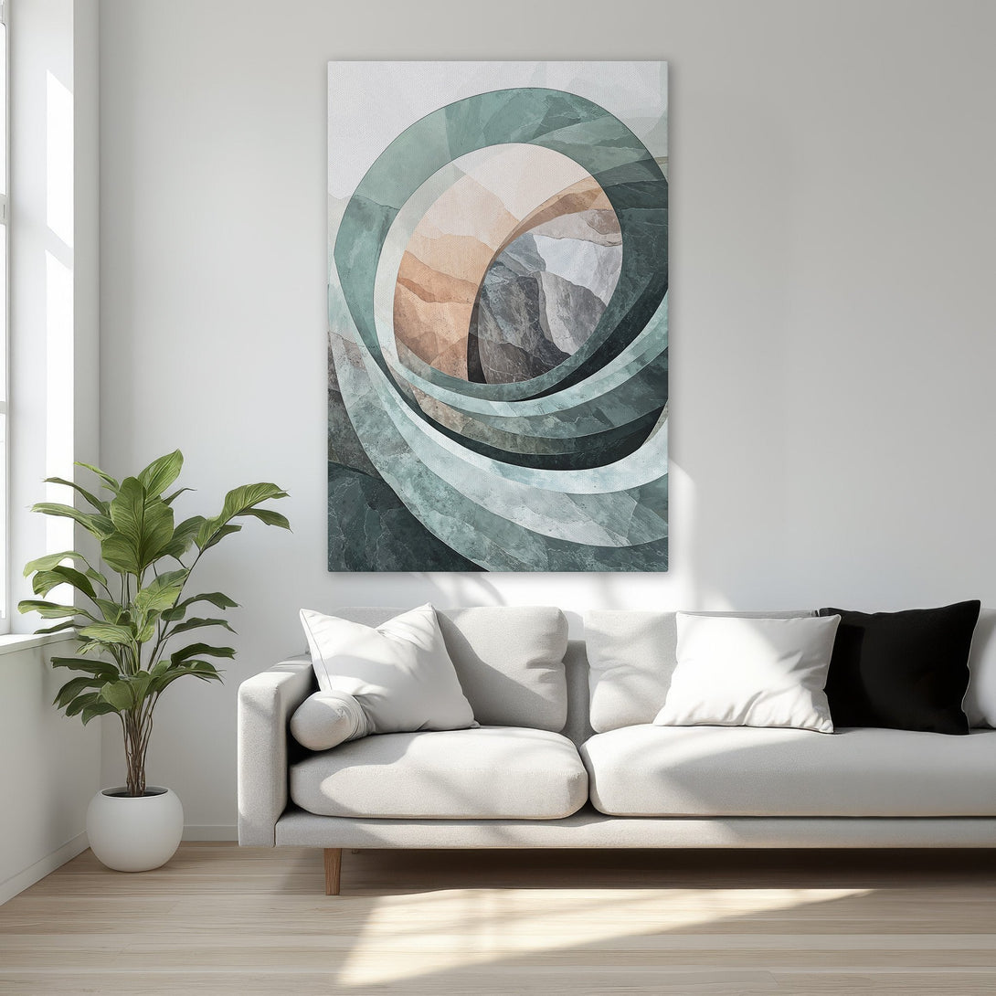 Framed Wall Art: Abstract watercolor art print in teal, brown, and gray tones. Modern decor for bedroom or living room. Enhance your space!