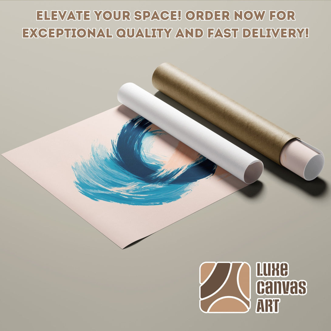 Abstract art Poster Roll in blue and neutral tones. Elevate your space with our premium art!